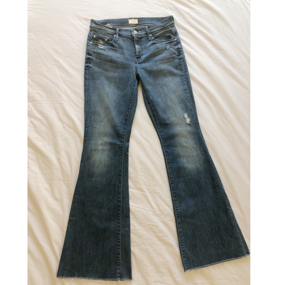 Mother cropped flare denim jeans